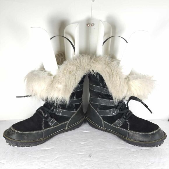 Sorel Women's Kaya US8 Black Leather Waterproof Insulated Faux Fur Winter Boot - Picture 4 of 16